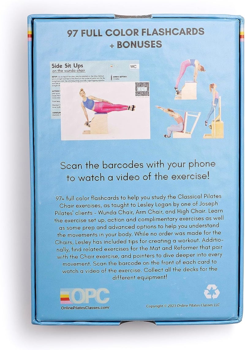 OnlinePilatesClasses.com OnlinePilatesClasses Pilates Chair Deck with Video Tutorials, Fitness Flash Cards with 97 All-Levels Cards Set for Home Gym Exercise, Chair Not Included - Image 2